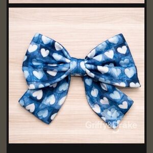 Blue Heart Bow Pet Accessory -